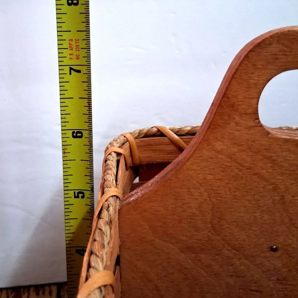 Amish Troyer Signed Lazy Susan Basket Wood Caddy Tabletop Rotating 7.5